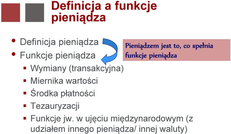 płatności Tezauryzacji Pieniądzem jest to, co spełnia funkcje