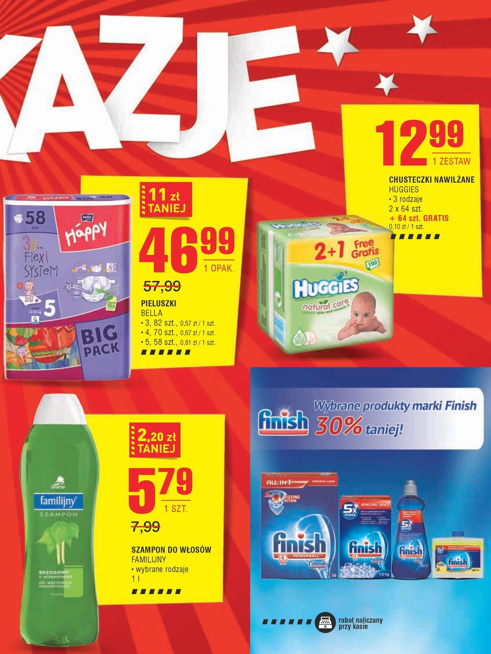 , 0,81 zł / CHUSTECZKI NAWILŻANE HUGGIES 2 x 64 szt. + 64 szt.