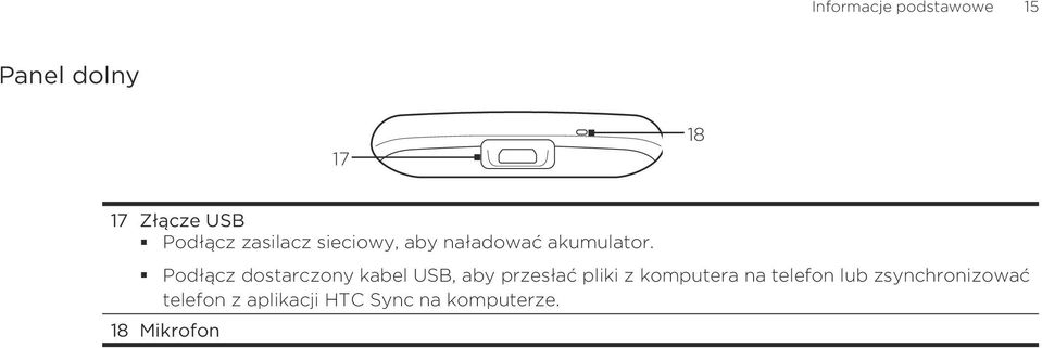 Podłącz dostarczony kabel USB, aby przesłać pliki z komputera na