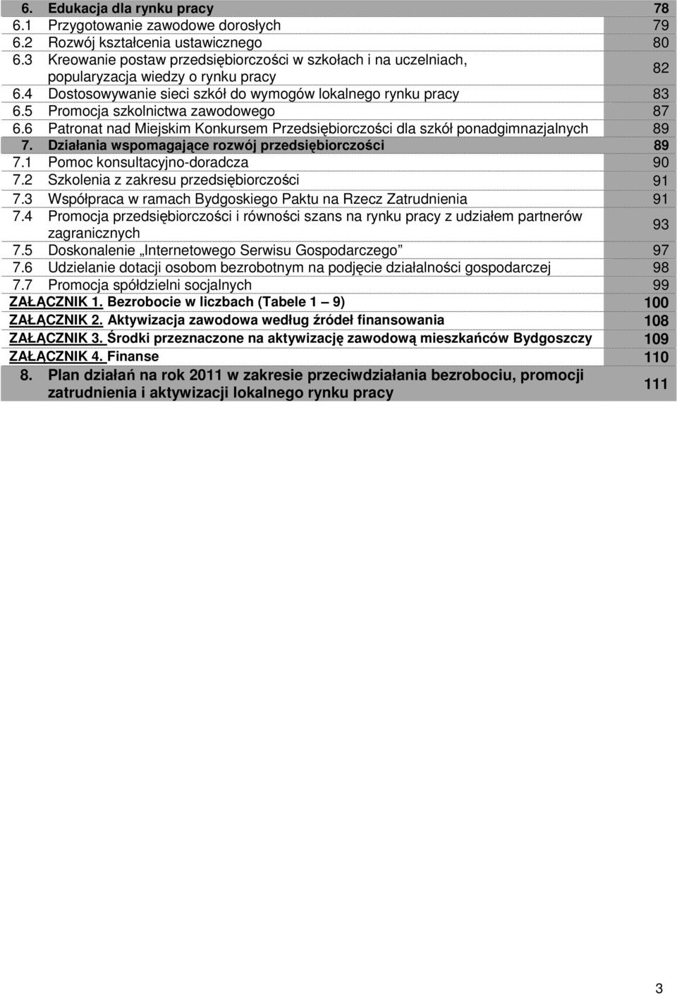 5 Promocja szkolnictwa zawodowego 87 6.6 Patronat nad Miejskim Konkursem Przedsiębiorczości dla szkół ponadgimnazjalnych 89 7. Działania wspomagające rozwój przedsiębiorczości 89 7.