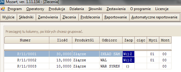 Punkt Zaopatrzenie zmienił kolor i pojawiły się na nim literki W(oznacza, że wydano) oraz Z (oznaczająca zakończenie prac) (rys.37). Rys. 37.