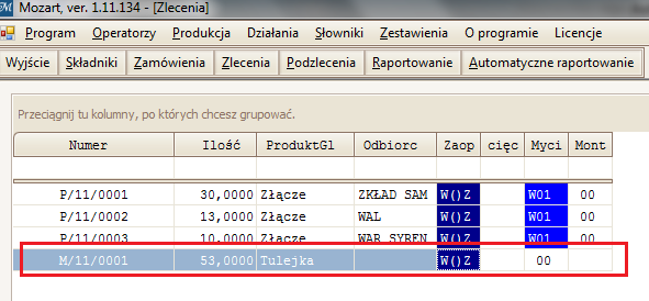 sam produkt i na tym samym PM. Jeżeli tak, to usuwane są rezerwacje łączonych podzleceń.