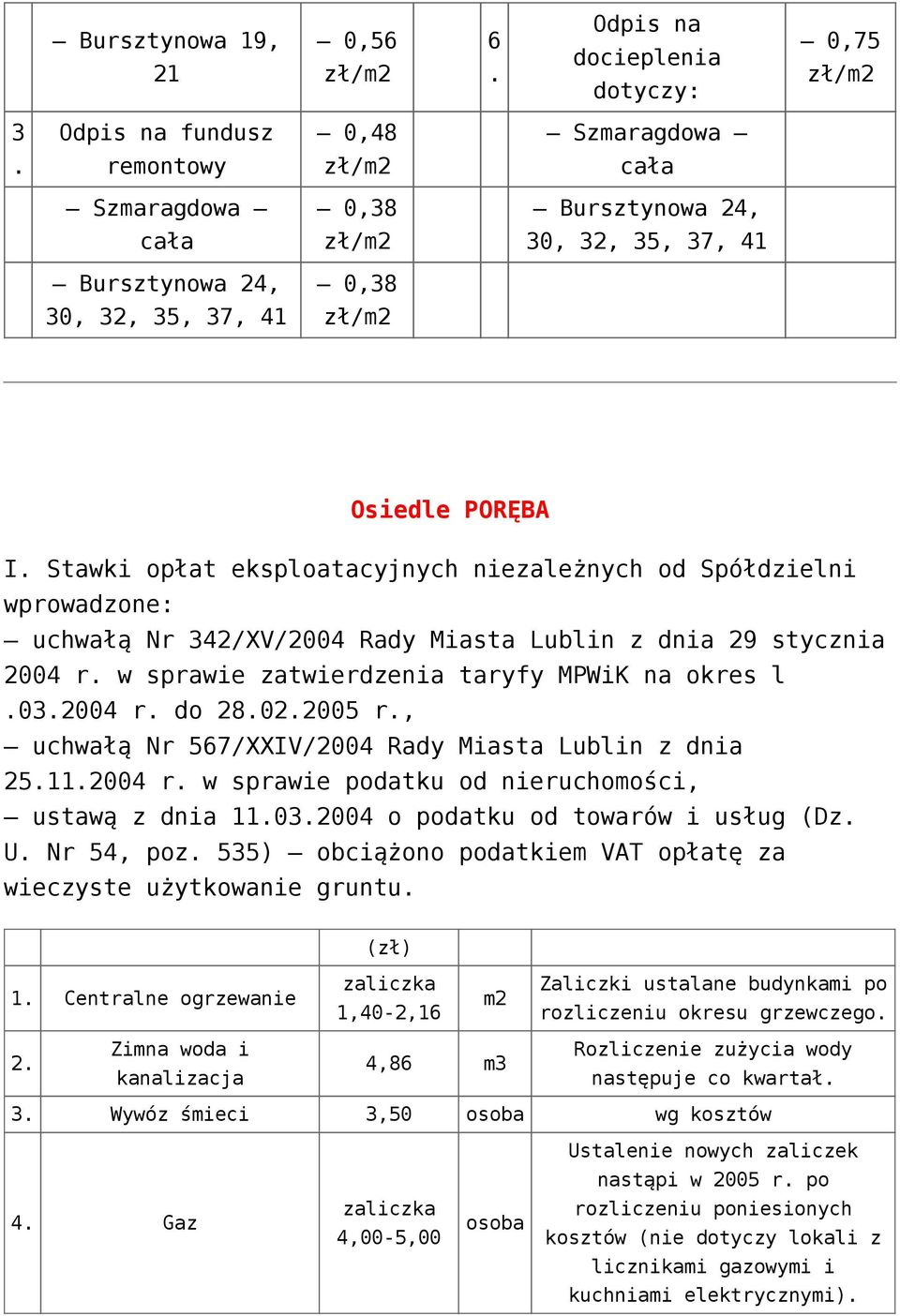 25112004 r w sprawie podatku od, ustawą z dnia 11032004 o podatku od towarów i usług (Dz U Nr 54, poz 535) obciążono podatkiem VAT opłatę za wieczyste użytkowanie 1 Centralne ogrzewanie 1,40-2,16