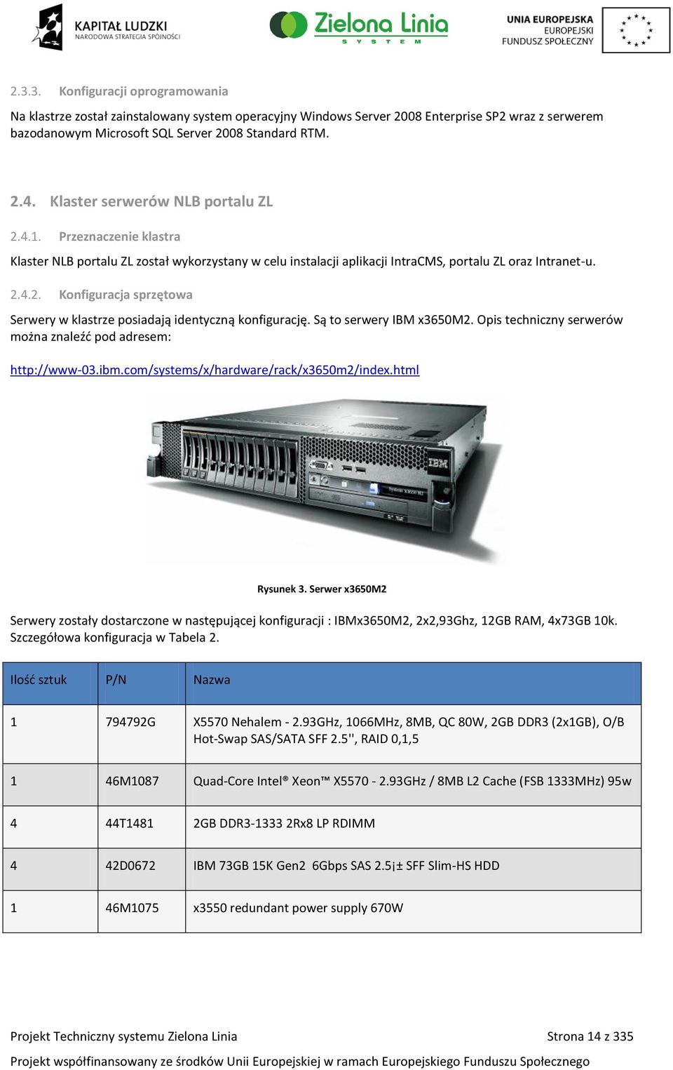 Są to serwery IBM x3650m2. Opis techniczny serwerów można znaleźć pod adresem: http://www-03.ibm.com/systems/x/hardware/rack/x3650m2/index.html Rysunek 3.