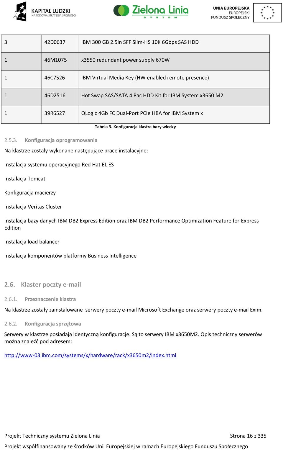 x3650 M2 1 39R6527 QLogic 4Gb FC Dual-Port PCIe HBA for IBM System x 2.5.3. Konfiguracja oprogramowania Tabela 3.