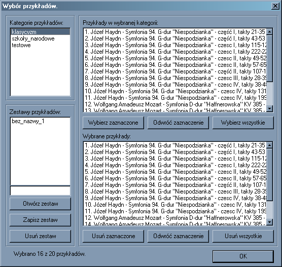 Sprzętowo-programowy symulator błędów intonacyjnych 90 parametry błędu intonacyjnego wygenerowanego przez komputer (w trybie testowym), lub zadanego przez słuchacza (w trybie dydaktycznym), parametry