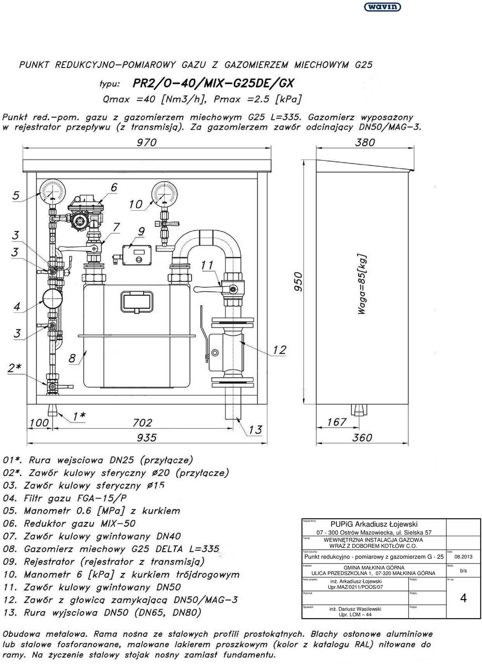 pomiarowy z gazomierzem G - 25 Autor