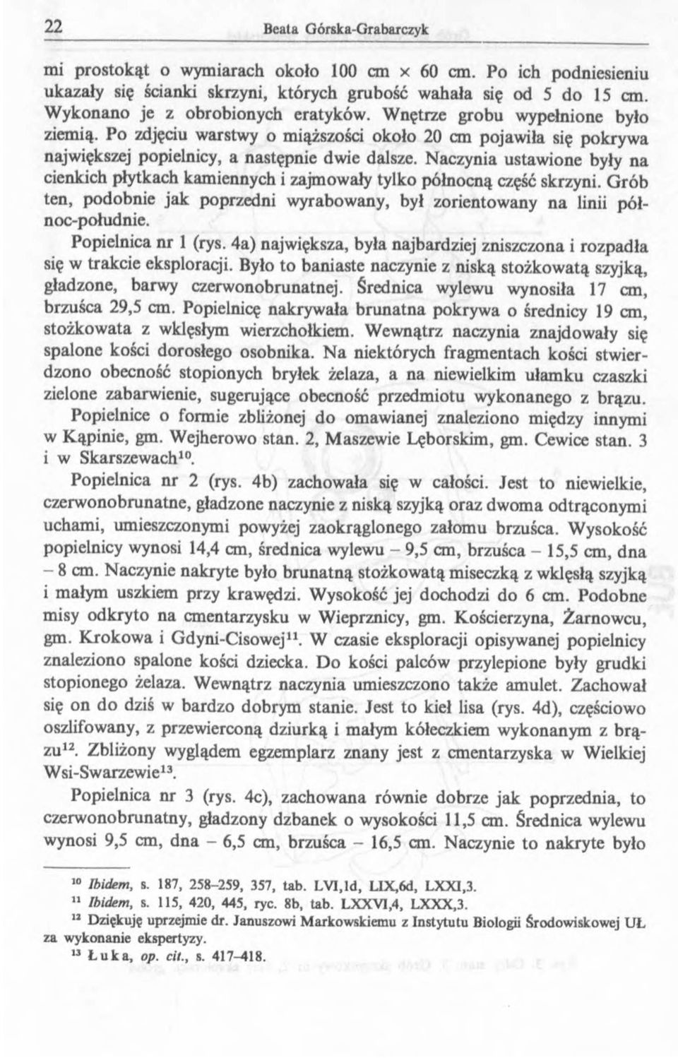 Naczynia ustawione były na cienkich płytkach kamiennych i zajmowały tylko północną część skrzyni. Grób ten, podobnie jak poprzedni wyrabowany, był zorientowany na linii północ-południe.