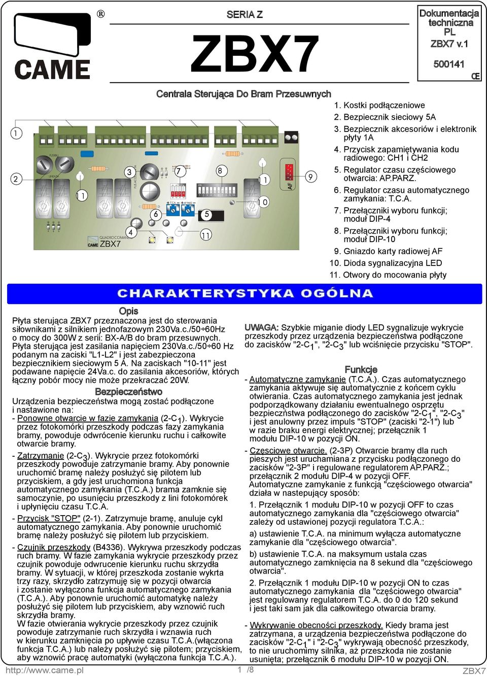 Re gl ator cz as atom atycz ne go z am yk ania: T.C.A. 7. Prz e łącz nik i w ybor fnk cji; m odłdip-4 8. Prz e łącz nik i w ybor fnk cji; m odłdip-10 9. Gniaz do k arty radiow e jaf 10.