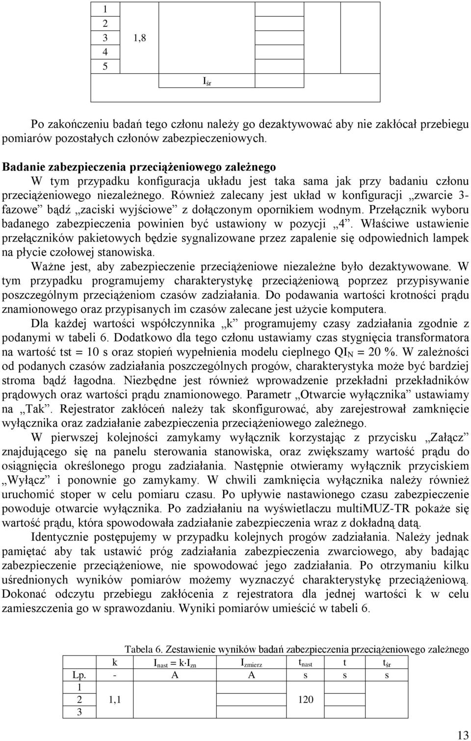 Również zalecany jest układ w konfiguracji zwarcie - fazowe bądź zaciski wyjściowe z dołączonym opornikiem wodnym. Przełącznik wyboru badanego zabezpieczenia powinien być ustawiony w pozycji.