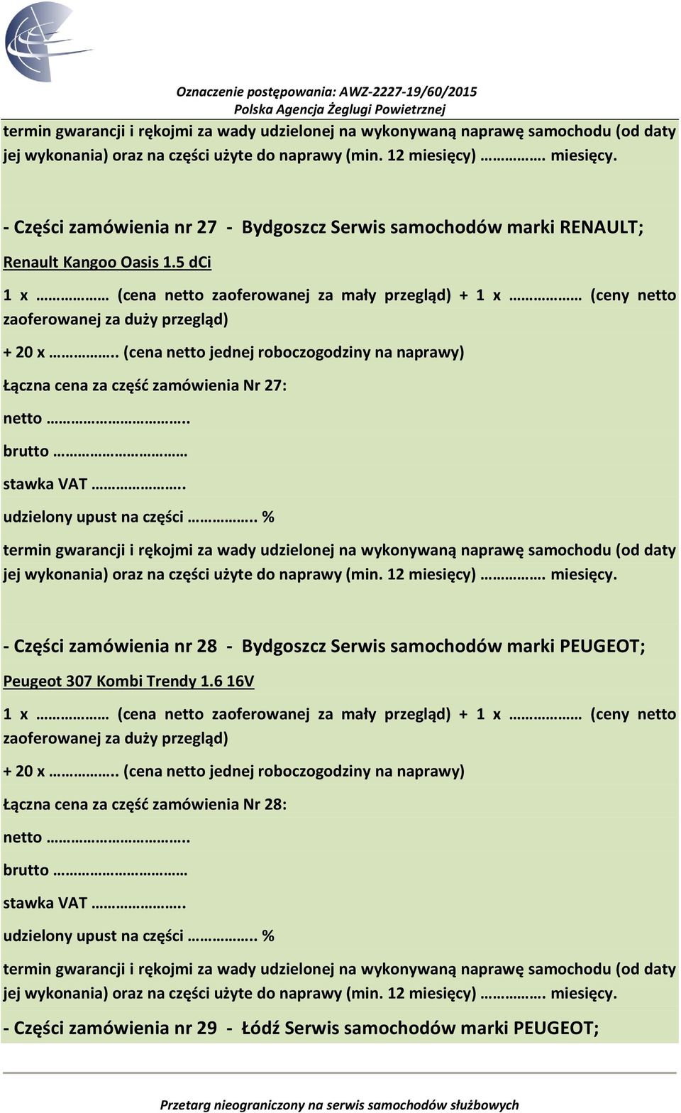 Bydgoszcz Serwis samochodów marki PEUGEOT; Peugeot 307 Kombi Trendy 1.6 16V + 20 x.