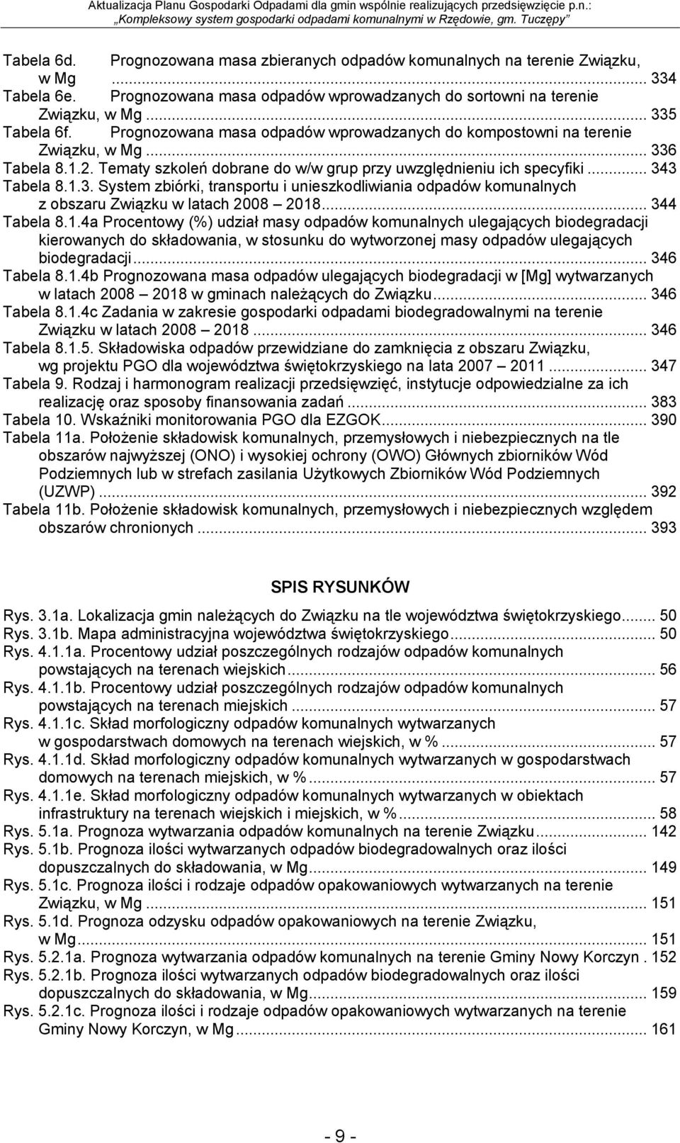 .. 344 Tabela 8.1.4a Procentowy (%) udział masy odpadów komunalnych ulegających biodegradacji kierowanych do składowania, w stosunku do wytworzonej masy odpadów ulegających biodegradacji.