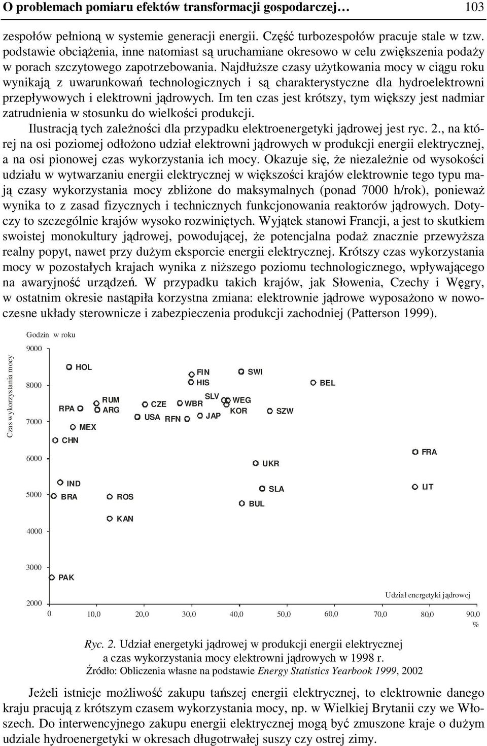 NajdłuŜsze czasy uŝytkowania mocy w ciągu roku wynikają z uwarunkowań technologicznych i są charakterystyczne dla hydroelektrowni przepływowych i elektrowni jądrowych.