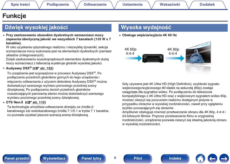 W celu uzyskania optymalnego realizmu i niezwykłej dynamiki, sekcja wzmacniacza mocy wykonana jest na elementach dyskretnych (zamiast układów zintegrowanych).