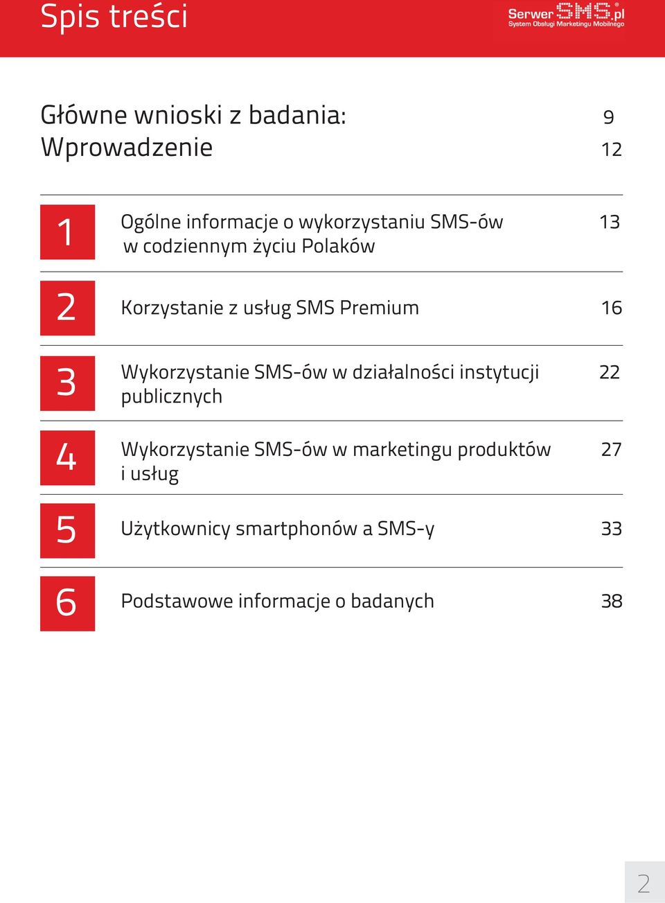 Korzystanie z usług SMS Premium 16 3 4 5 6 Wykorzystanie SMS-ów w działalności instytucji