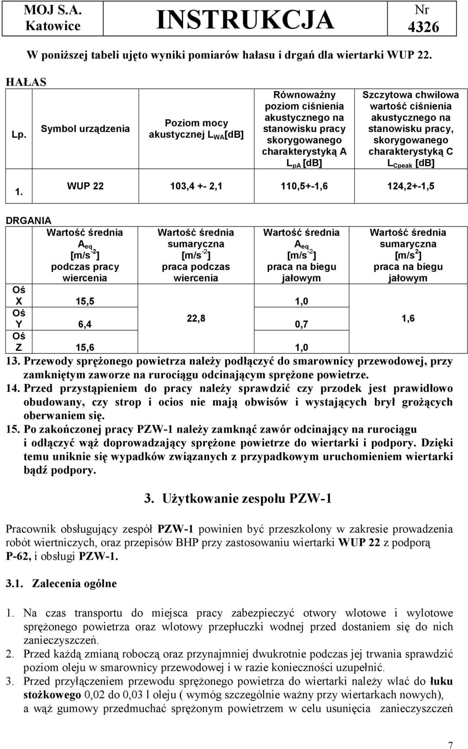 akustycznego na stanowisku pracy, skorygowanego charakterystyką C L Cpeak [db] 1.