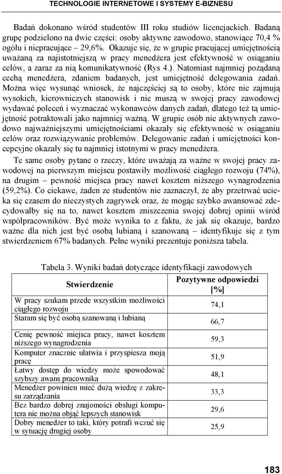 Okazuje się, Ŝe w grupie pracującej umiejętnością uwaŝaną za najistotniejszą w pracy menedŝera jest efektywność w osiąganiu celów, a zaraz za nią komunikatywność (Rys 4.).