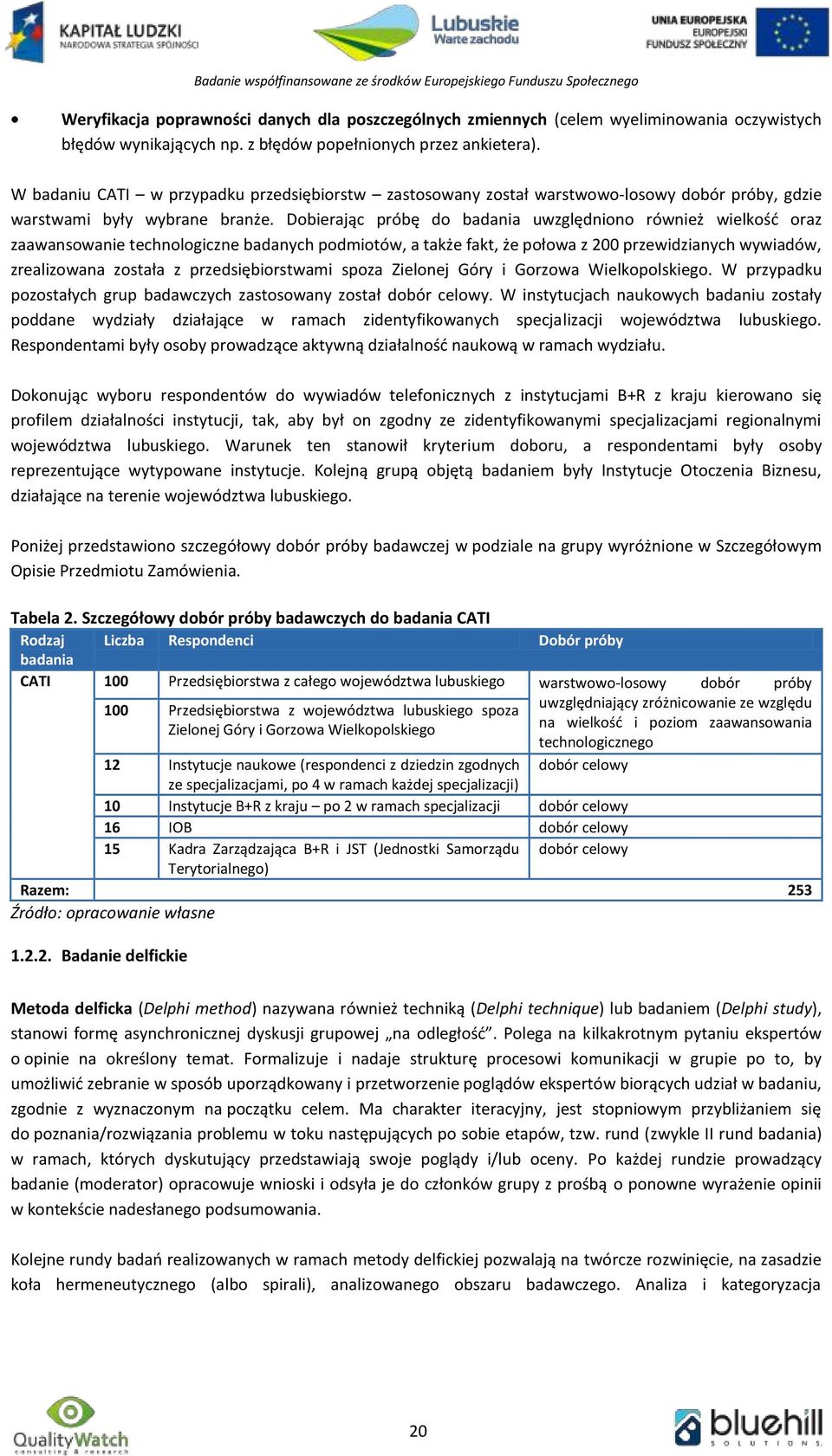 Dobierając próbę do badania uwzględniono również wielkość oraz zaawansowanie technologiczne badanych podmiotów, a także fakt, że połowa z 200 przewidzianych wywiadów, zrealizowana została z