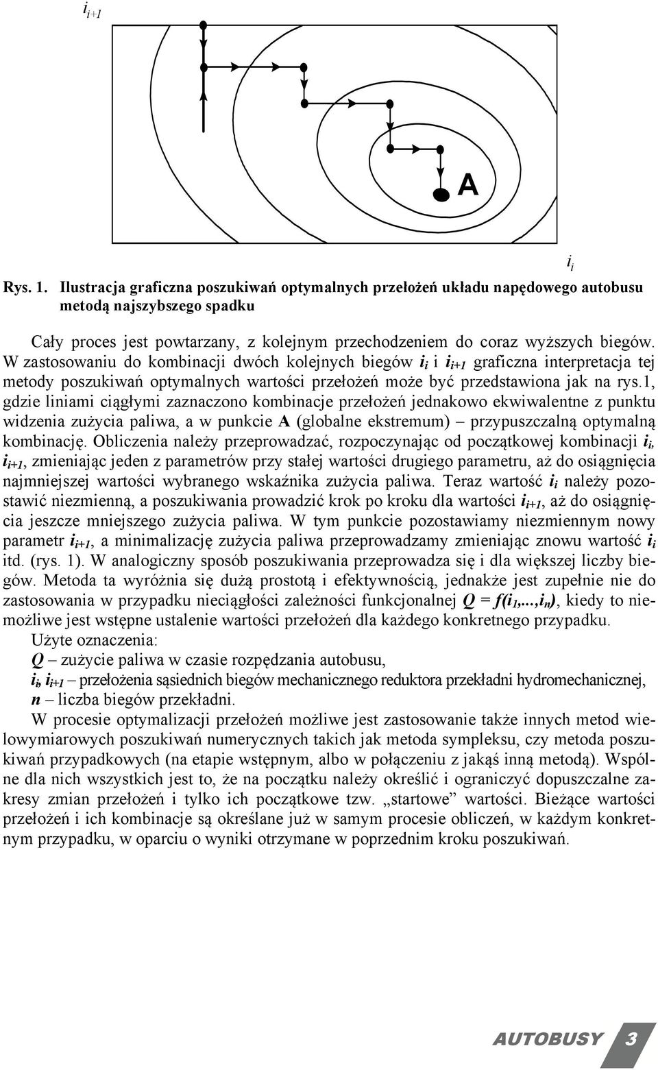 W zastosowaniu do kombinacji dwóch kolejnych biegów i i i i i graficzna interpretacja tej metody poszukiwań optymalnych wartości przełożeń może być przedstawiona jak na rys.