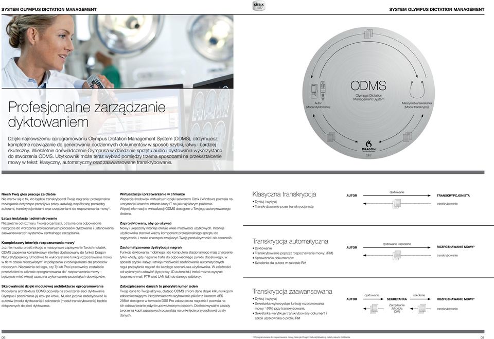 bardziej skuteczny. Wieloletnie doświadczenie Olympusa w dziedzinie sprzętu audio i dyktowania wykorzystano do stworzenia ODMS.
