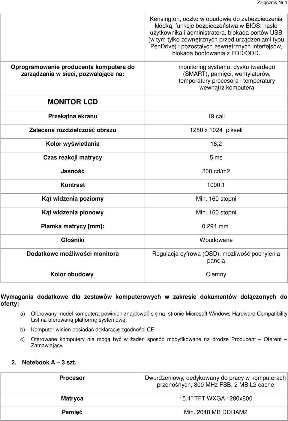 Oprogramowanie producenta komputera do zarządzania w sieci, pozwalające na: monitoring systemu: dysku twardego (SMART), pamięci, wentylatorów, temperatury procesora i temperatury wewnątrz komputera