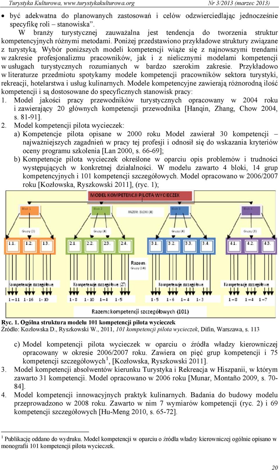 Wybór poniższych modeli kompetencji wiąże się z najnowszymi trendami w zakresie profesjonalizmu pracowników, jak i z nielicznymi modelami kompetencji w usługach turystycznych rozumianych w bardzo