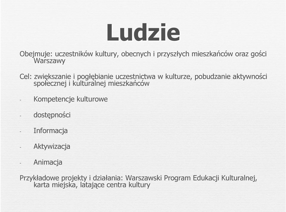 mieszkańców - Kompetencje kulturowe - dostępności - Informacja - Aktywizacja - Animacja