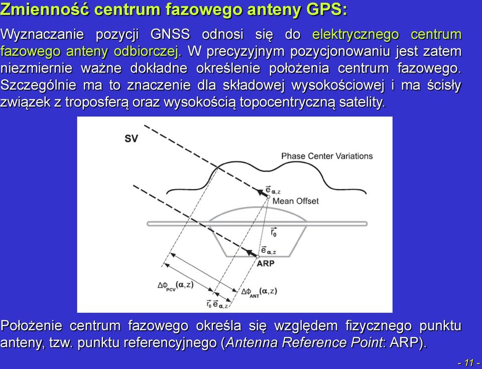 Szczególnie ma to znaczenie dla składowej wysokościowej i ma ścisły związek z troposferą oraz wysokością topocentryczną