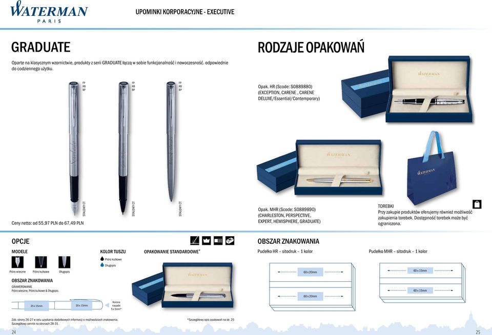 MHR (Scode: S0889890) (CHARLESTON, PERSPECTIVE, EXPERT, HEMISPHERE, GRADUATE) Torebki Przy zakupie produktów oferujemy również możliwość zakupienia torebek. Dostępność torebek może być ograniczona.