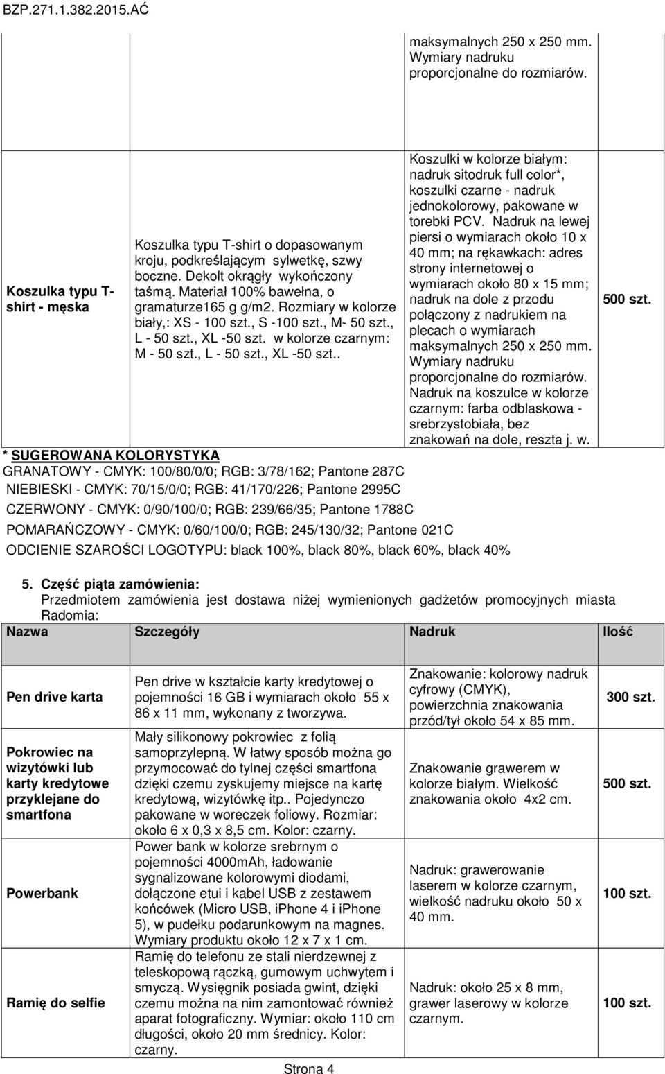 w kolorze czarnym: M - 50 szt., L - 50 szt., XL -50 szt.