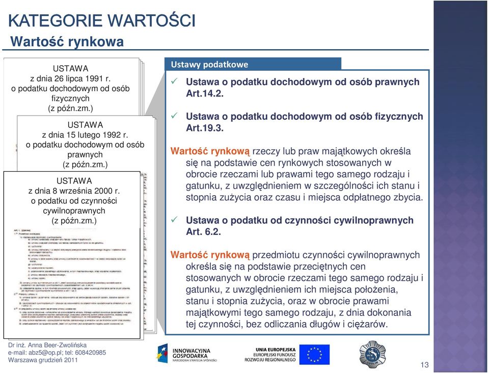 Wartość rynkową rzeczy lub praw majątkowych określa się na podstawie cen rynkowych stosowanych w obrocie rzeczami lub prawami tego samego rodzaju i gatunku, z uwzględnieniem w szczególności ich stanu