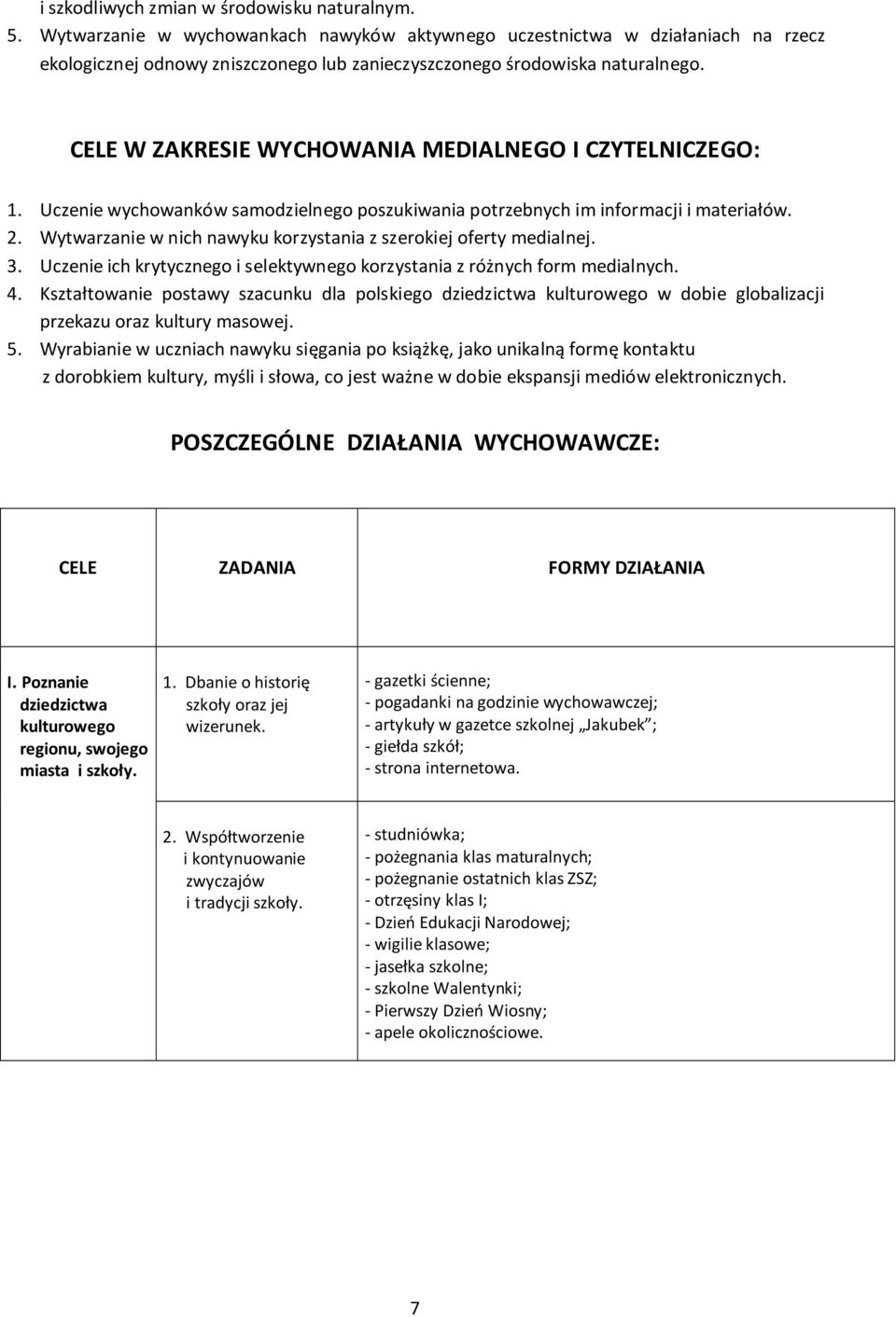 CELE W ZAKRESIE WYCHOWANIA MEDIALNEGO I CZYTELNICZEGO: 1. Uczenie wychowanków samodzielnego poszukiwania potrzebnych im informacji i materiałów. 2.