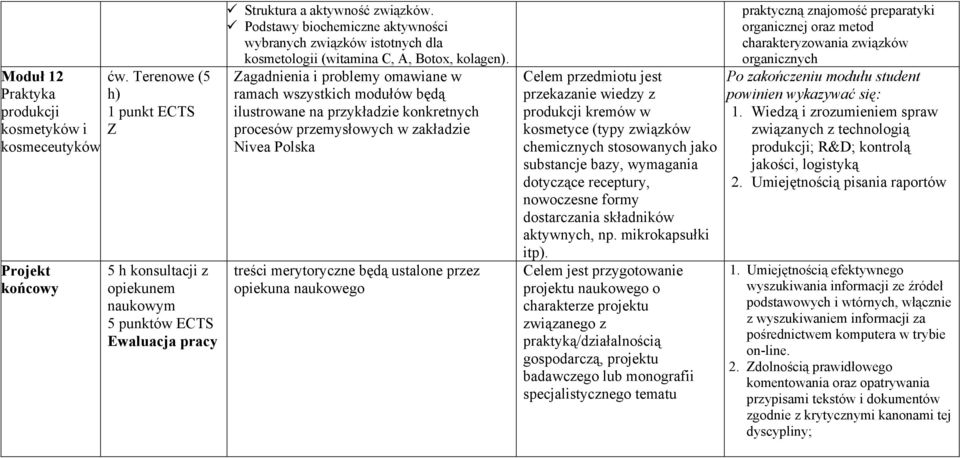 Podstawy biochemiczne aktywności wybranych związków istotnych dla kosmetologii (witamina C, A, Botox, kolagen).