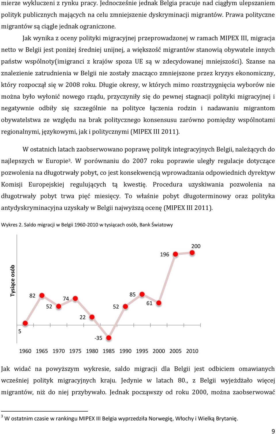 Jak wynika z oceny polityki migracyjnej przeprowadzonej w ramach MIPEX III, migracja netto w Belgii jest póniżej średniej unijnej, a większóść migrantów stanówią óbywatele innych państw