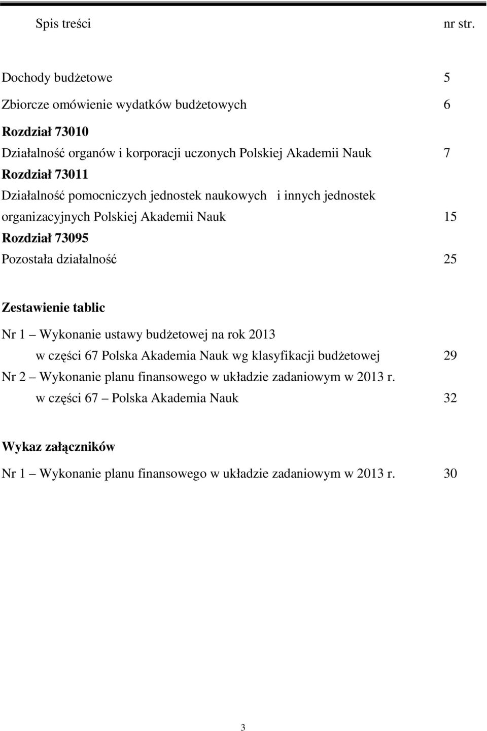 Działalność pomocniczych jednostek naukowych i innych jednostek organizacyjnych Polskiej Akademii Nauk 15 Rozdział 73095 Pozostała działalność 25 Zestawienie