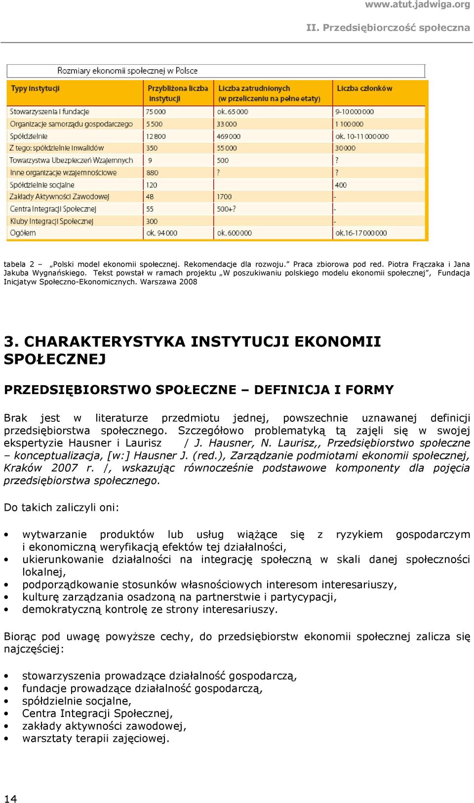 CHARAKTERYSTYKA INSTYTUCJI EKONOMII SPOŁECZNEJ PRZEDSIĘBIORSTWO SPOŁECZNE DEFINICJA I FORMY Brak jest w literaturze przedmiotu jednej, powszechnie uznawanej definicji przedsiębiorstwa społecznego.