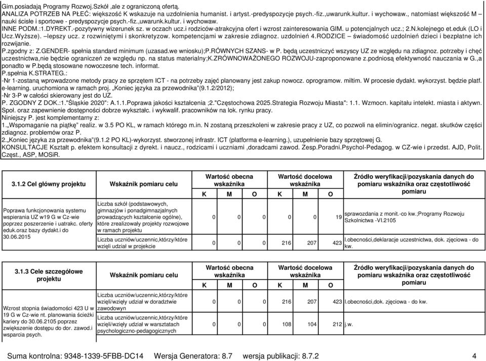 i rodziców-atrakcyjna ofert i wzrost zainteresowania GIM. u potencjalnych ucz.; 2.N.kolejnego et.eduk (LO i Ucz.Wyższe). lepszy ucz. z rozwiniętymi i skonkretyzow. kompetencjami w zakresie zdiagnoz.