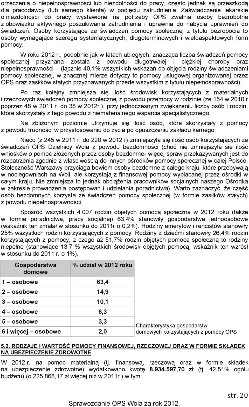 Osoby korzystające ze świadczeń pomocy społecznej z tytułu bezrobocia to osoby wymagające szeregu systematycznych, długoterminowych i wieloaspektowych form pomocy. W roku 2012 r.