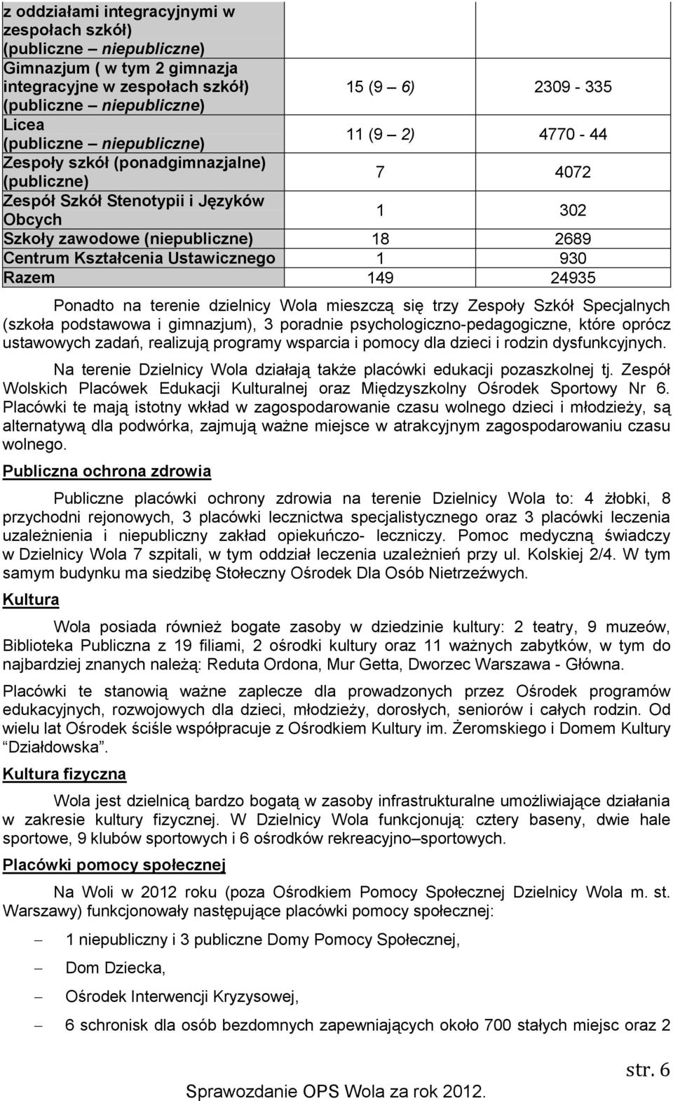 Ustawicznego 1 930 Razem 149 24935 Ponadto na terenie dzielnicy Wola mieszczą się trzy Zespoły Szkół Specjalnych (szkoła podstawowa i gimnazjum), 3 poradnie psychologiczno-pedagogiczne, które oprócz