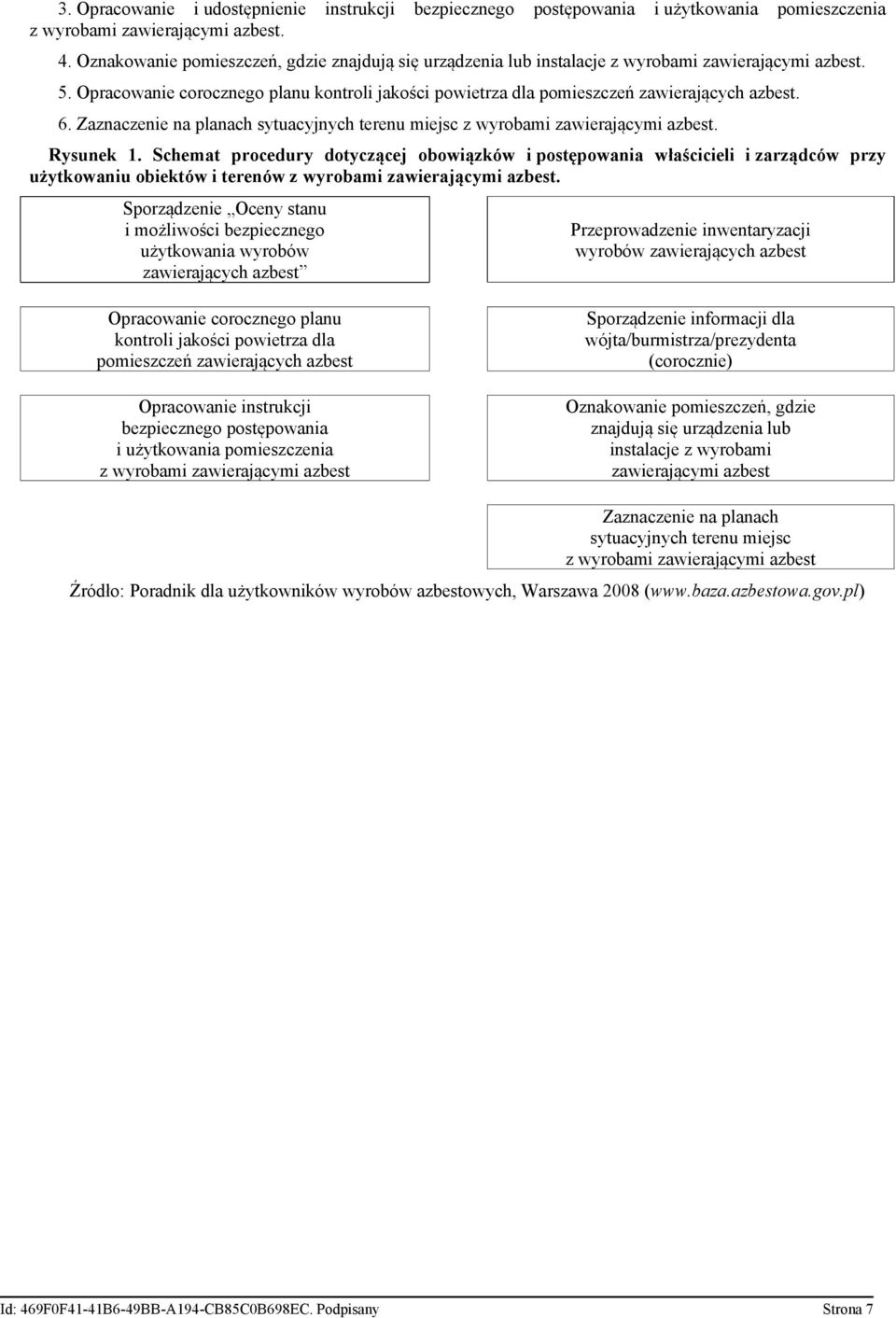 6. Zaznaczenie na planach sytuacyjnych terenu miejsc z wyrobami zawierającymi azbest. Rysunek 1.