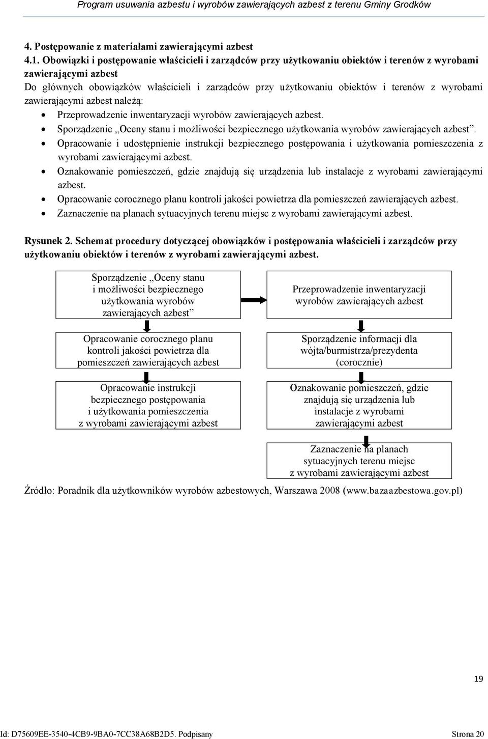 z wyrobami zawierającymi azbest należą: Przeprowadzenie inwentaryzacji wyrobów zawierających azbest. Sporządzenie Oceny stanu i możliwości bezpiecznego użytkowania wyrobów zawierających azbest.