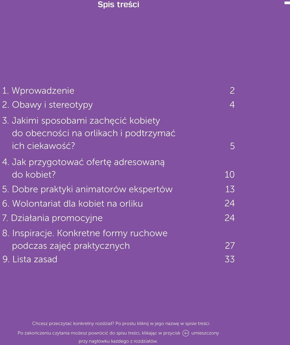 Inspiracje. Konkretne formy ruchowe podczas zajęć praktycznych 9. Lista zasad 2 4 5 10 13 24 24 27 33 Chcesz przeczytać konkretny rozdział?