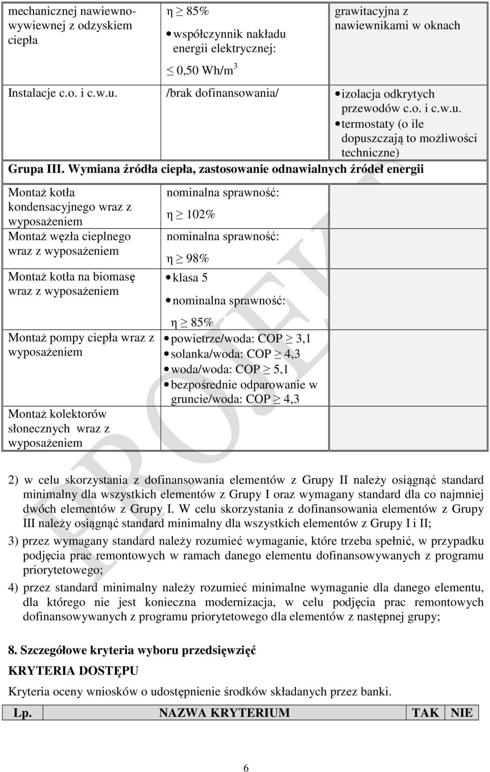 Wymiana źródła ciepła, zastosowanie odnawialnych źródeł energii Montaż kotła kondensacyjnego wraz z wyposażeniem Montaż węzła cieplnego wraz z wyposażeniem Montaż kotła na biomasę wraz z wyposażeniem