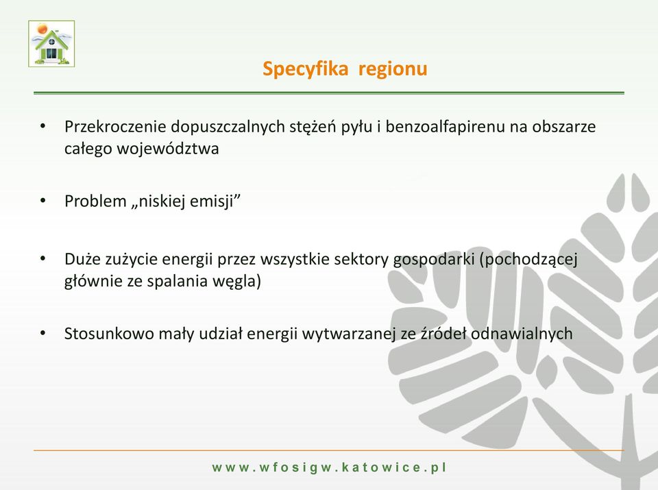 Duże zużycie energii przez wszystkie sektory gospodarki (pochodzącej