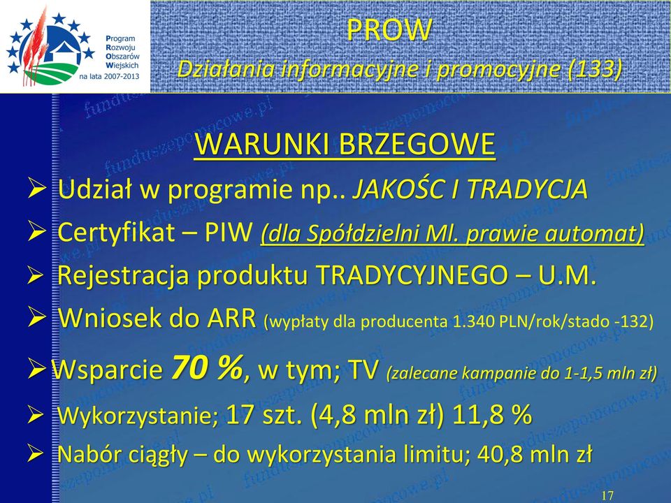 prawie automat) Rejestracja produktu TRADYCYJNEGO U.M. Wniosek do ARR (wypłaty dla producenta 1.