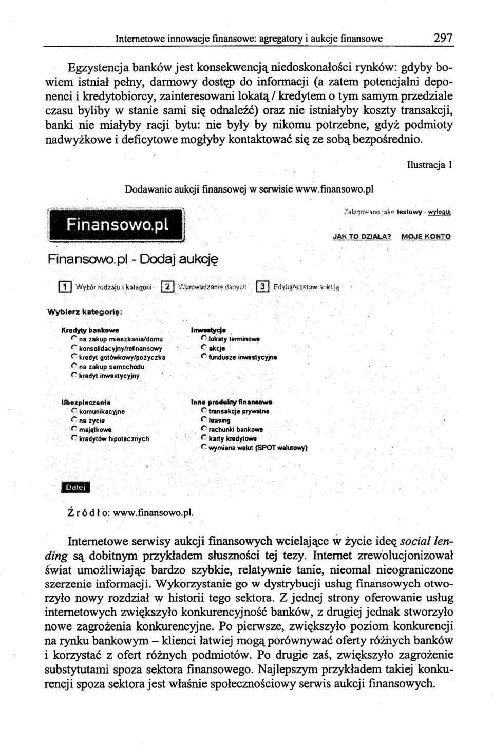 bytu: nie były by nikomu potrzebne, gdyż podmioty nadwyżkowe i deficytowe mogłyby kontaktować się ze sobą bezpośrednio. Ilustracja l Dodawanie aukcji finansowej w serwisie www.finansowo.