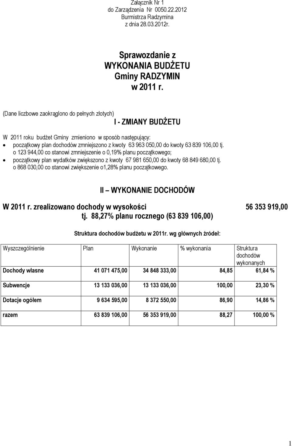 106,00 tj. o 123 944,00 co stanowi zmniejszenie o 0,19% planu początkowego; początkowy plan wydatków zwiększono z kwoty 67 981 650,00 do kwoty 68 849 680,00 tj.