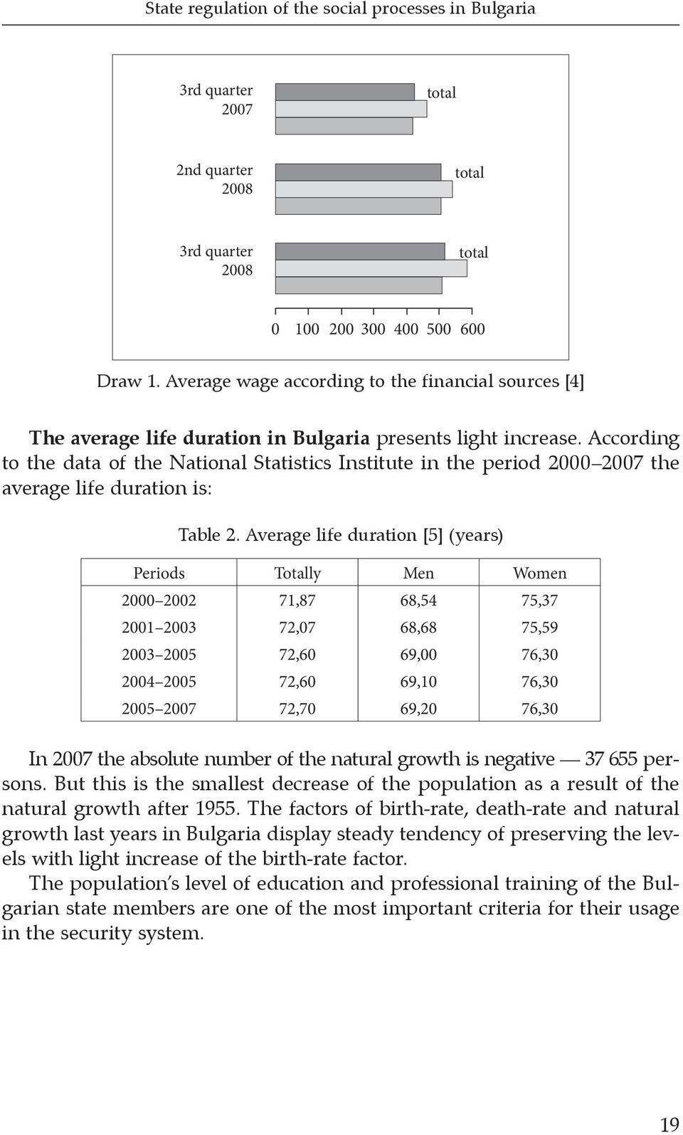 According to the data of the National Statistics Institute in the period 2000 2007 the average life duration is: Table 2.