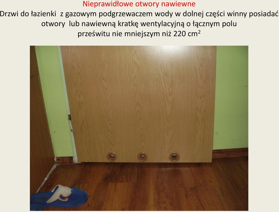 posiadać otwory lub nawiewną kratkę wentylacyjną