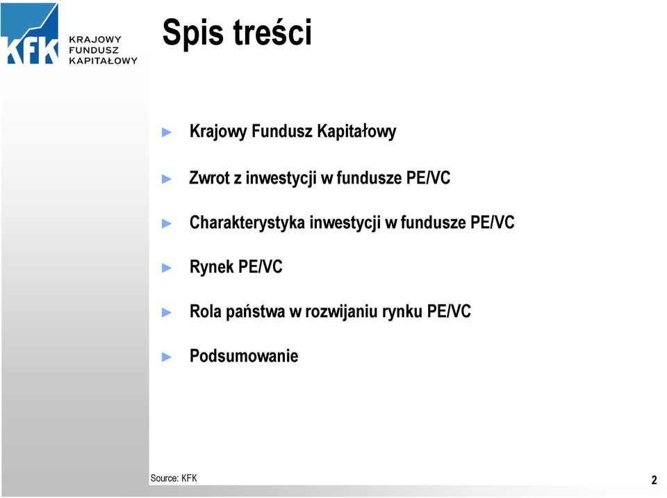 inwestycji w fundusze PE/VC Rynek PE/VC Rola